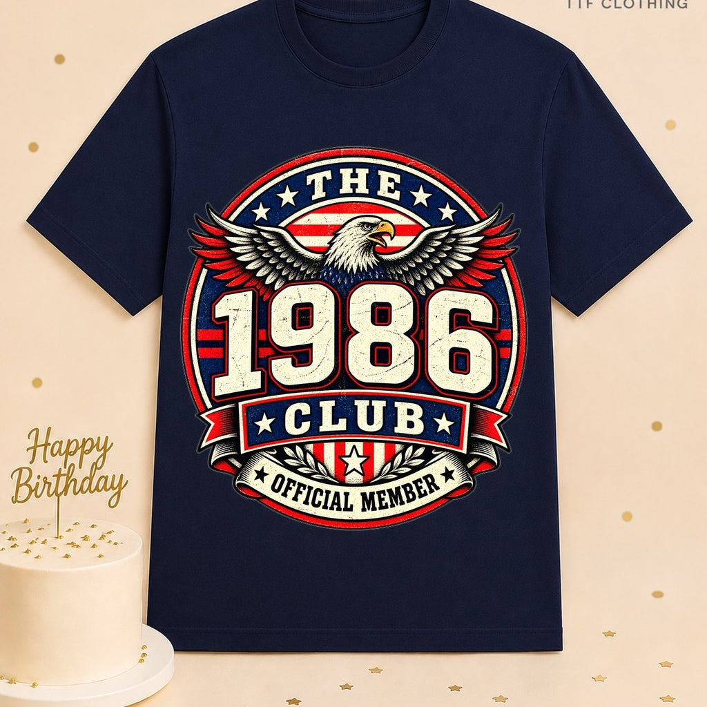 Unisex Birthday T-Shirt 1986 Club Official Member Vintage Birth Year Emblem Milestone Birthday Gift Celebration Party for Men Women Friends