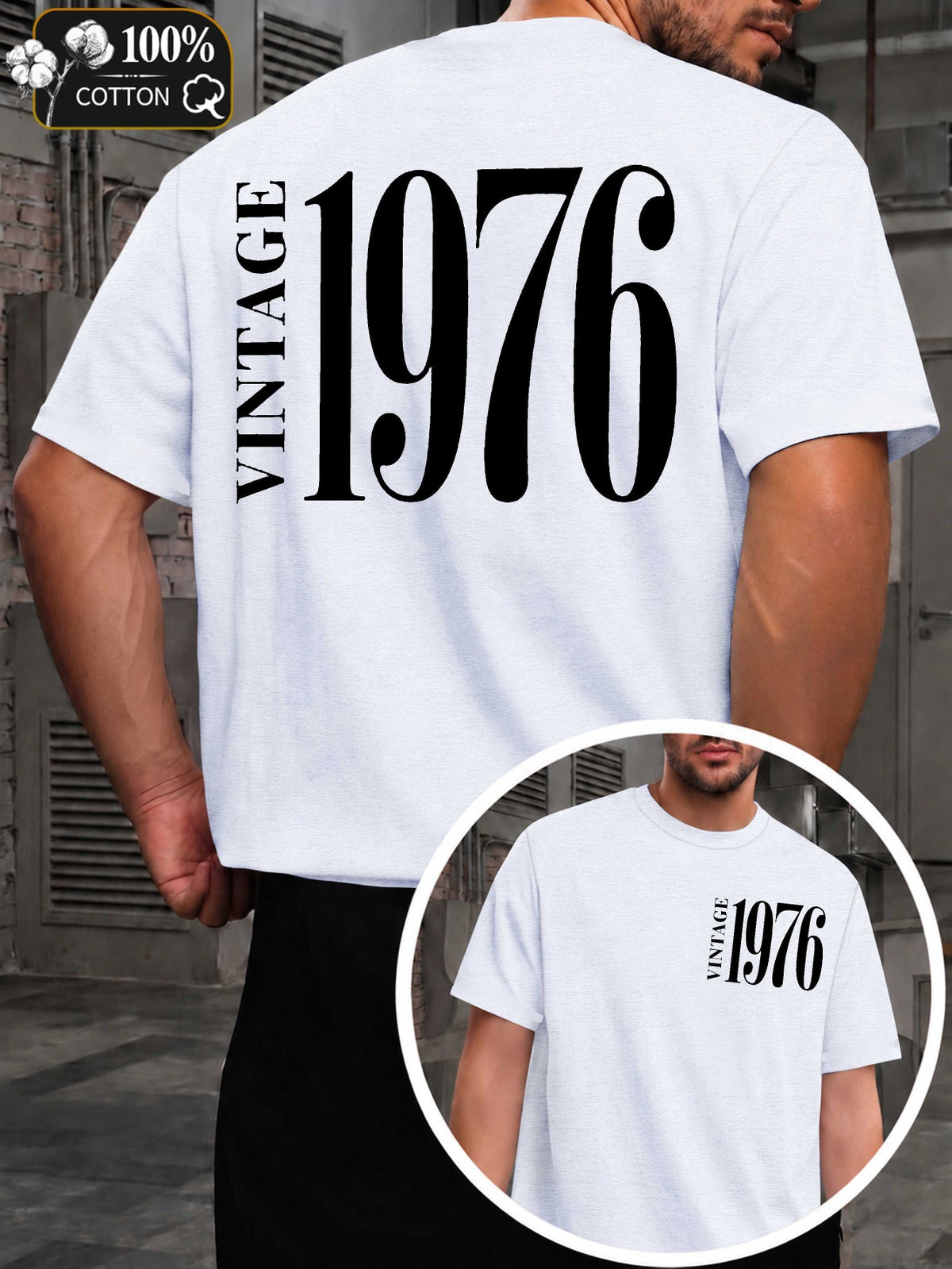 Vintage 1976 Statement Men'S T-Shirts with Markings