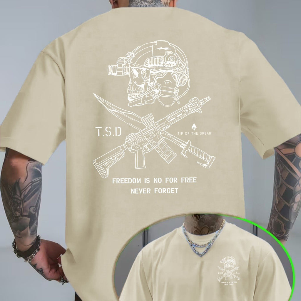 Tactical Skull Gun Print T-Shirt