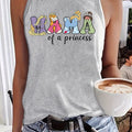 Mama Princess Women's Fashion Tank Top - Casual Sleeveless Crew Neck with Applique Detail, Breathable Polyester, Machine Washable - Perfect for Summer