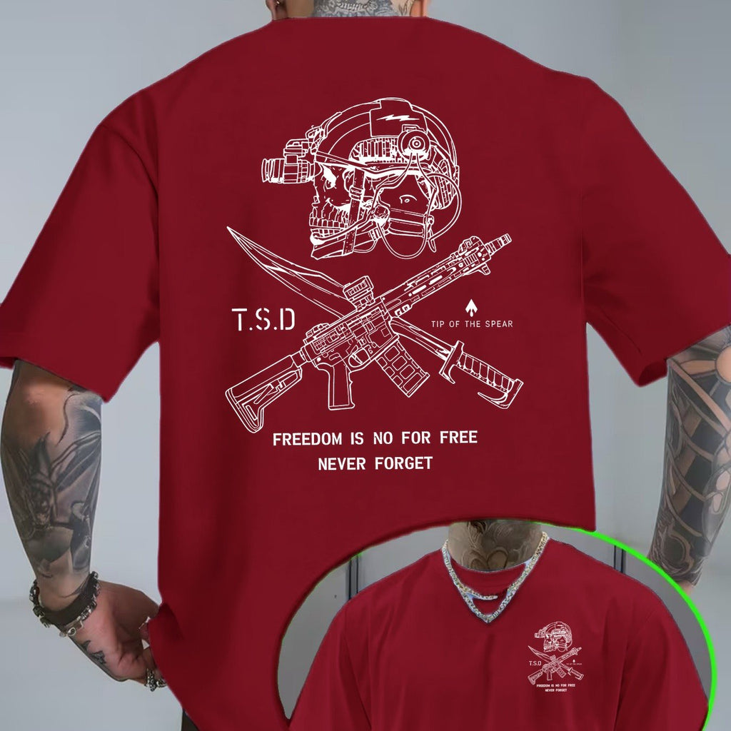 Tactical Skull Gun Print T-Shirt