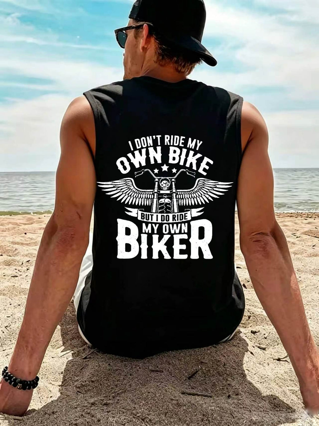 Gym Workout Fitness Casual Summer WearI DON'T RIDE MY OWN BIKE BUT I DO RIDE MY OWN BIKER with Winged Motorcycle Design01.Beach Vacation Summer Holiday Leisure