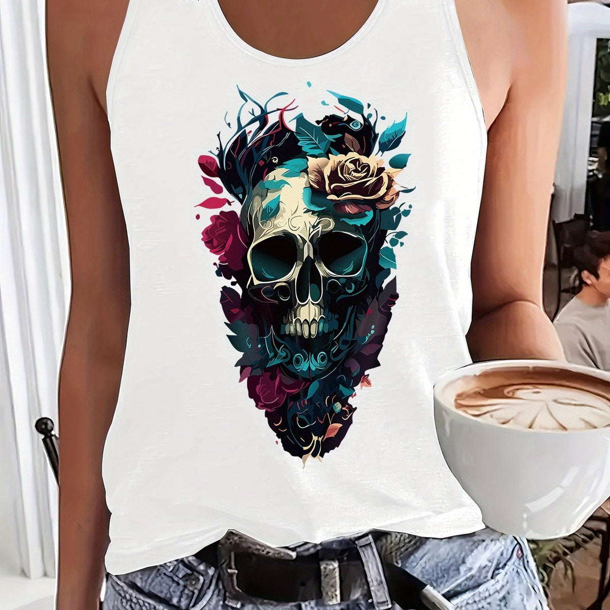 Women'S Fashion Tank Top with a Printed Design And Round Neck, Perfect for a Cool Spring And Summer