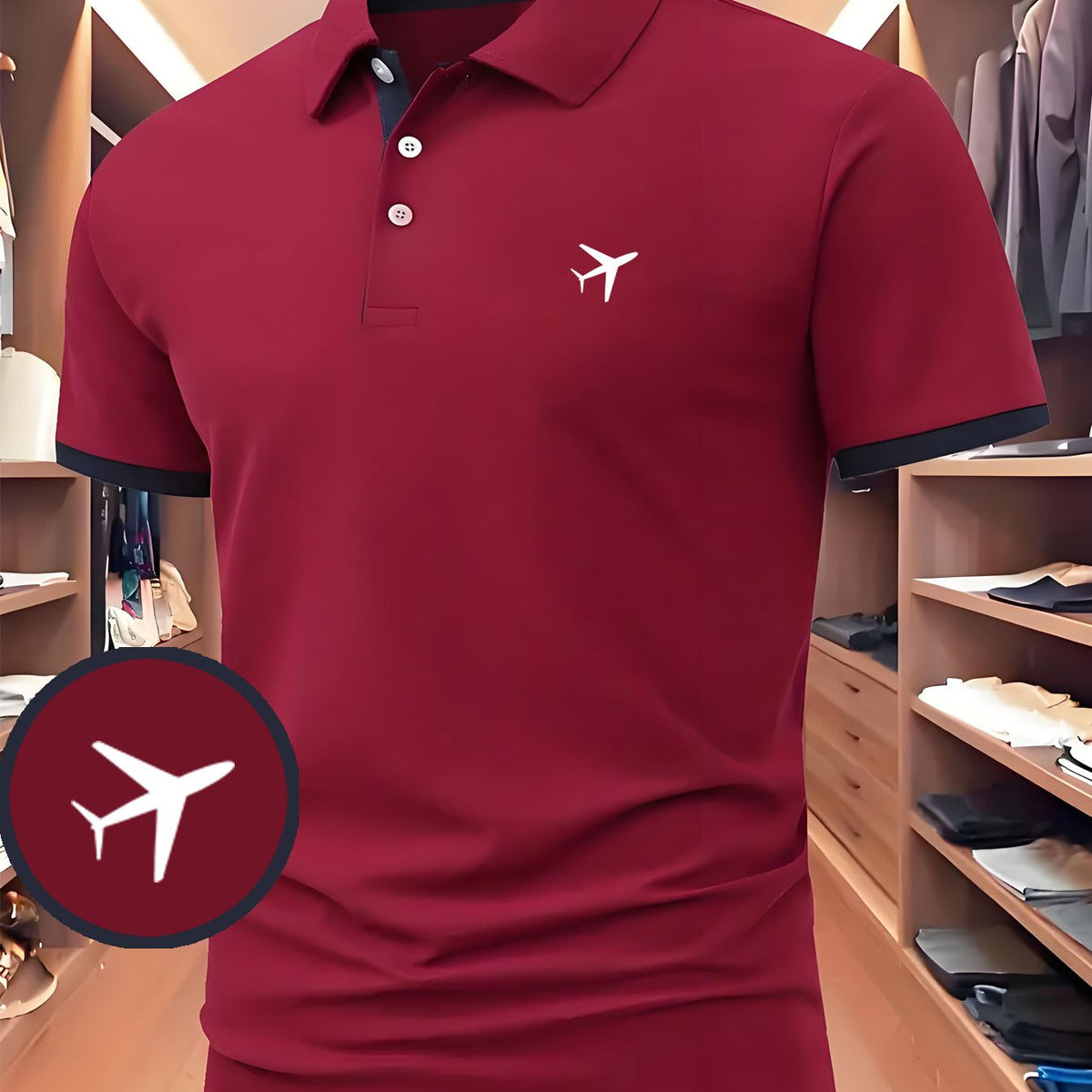 Airplane Patterned Print Golf Shirt, New Men'S Polo Shirt, Made from Soft Fabric, Short-Sleeved T-Shirt with a Collar, Easy And Comfortable Casual Sportswear Suitable for Various Occasions, a Versatile Recommended Style Available in Multiple Colors