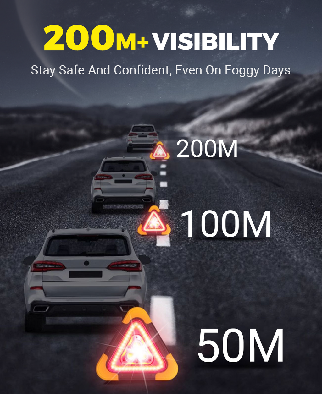 🔥2025 New Arrival🔥 2-IN-1 Solar Emergency Triangle Warning Light at the Roadside