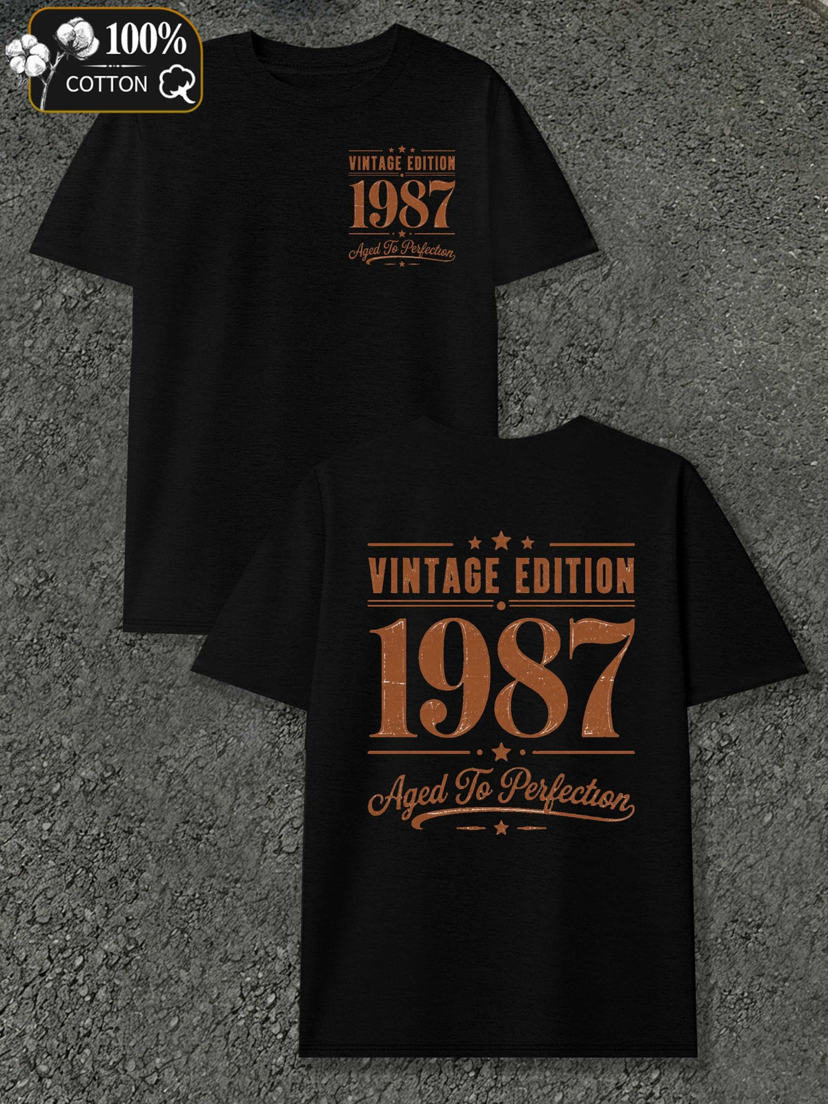 Men's Vintage Edition Perfection T-Shirt - Round Neck Casual Fit with Subtle Markings Suitable for - Wear, Machine Washable Regular Fit Tee for Everyday & -Casual Outfits, Year-Round Wardrobe Essential