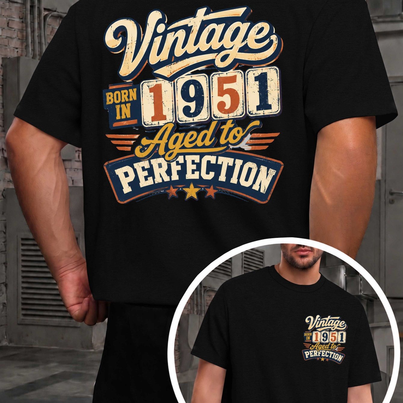 Born in 1951 Perfectly Aged Men'S T-Shirts with Markings