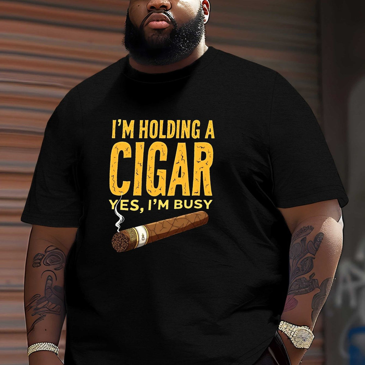 Cigar Busy Humorous Text Crinkle Plus Size Men'S T-Shirt