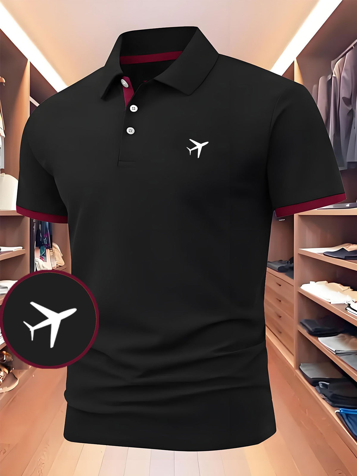Airplane Patterned Print Golf Shirt, New Men'S Polo Shirt, Made from Soft Fabric, Short-Sleeved T-Shirt with a Collar, Easy And Comfortable Casual Sportswear Suitable for Various Occasions, a Versatile Recommended Style Available in Multiple Colors