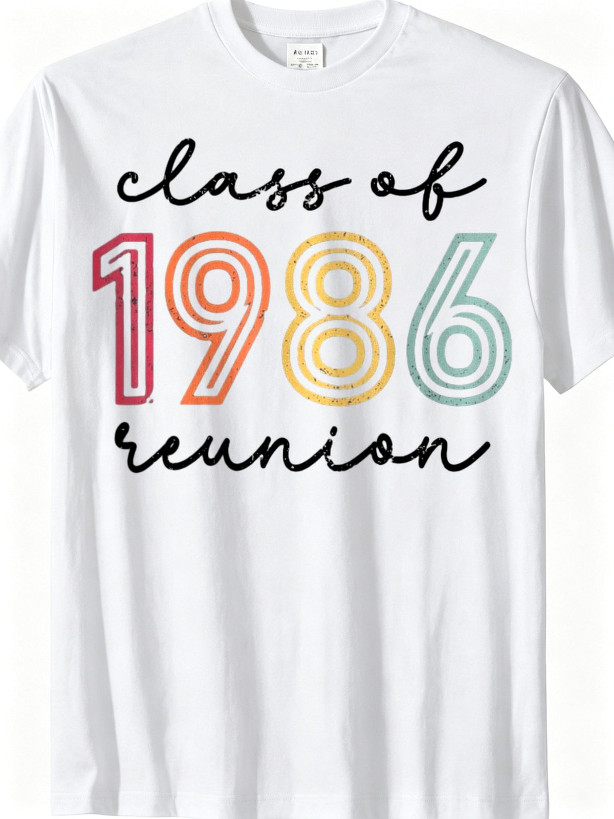 Men's Class of 1986 Vintage T-Shirt - Retro Loose Fit Short Sleeve Tee Suitable for High School Alumni Parties, Graduation Reunion Gift, Casual Round Neck Top with Year-Round Wear for Nostalgic 80s Events