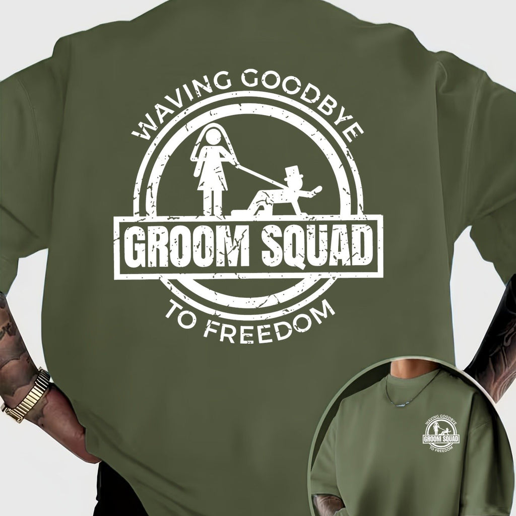 Fun and Quirky Groom's Party Farewell to Freedom Printed Short-Sleeve T-Shirt for Daily Gatherings and Parties