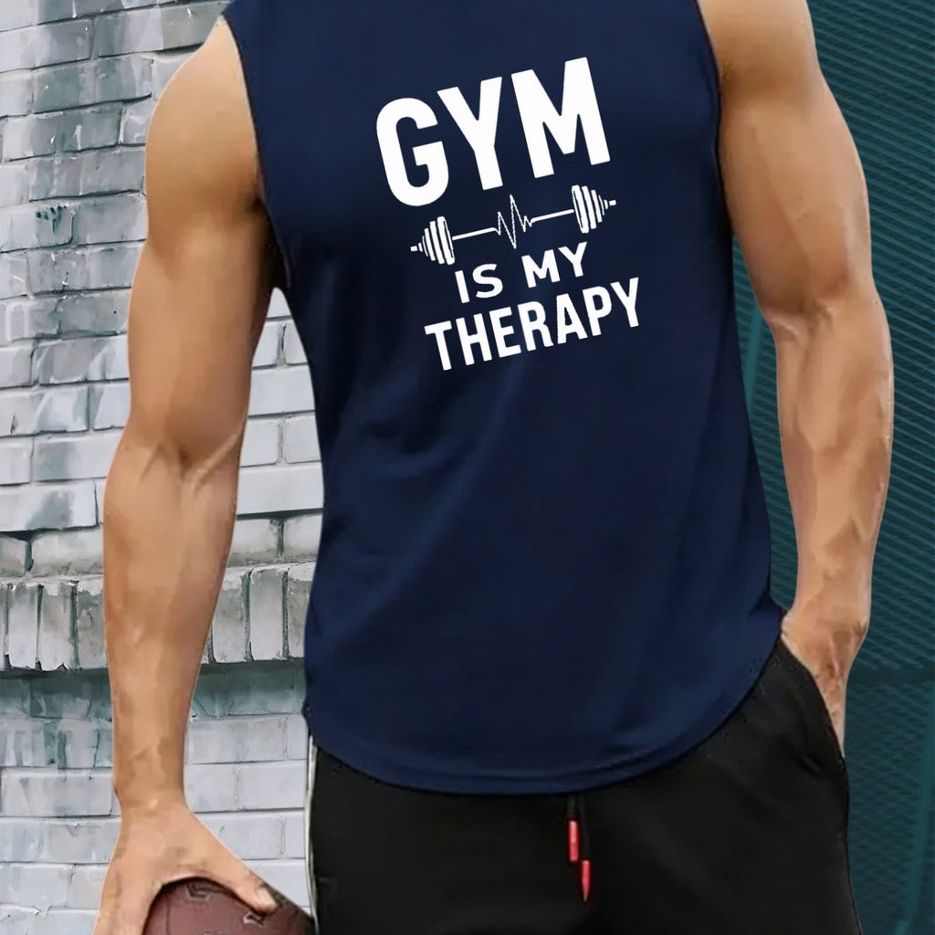 Men's Sleeveless Gym Tank Top - Breathable 100% Polyester Shirt, Lightweight Workout Shirt Suitable for Summer Training, Round Neck Sleeveless Vest for Fitness, Casual Wear & Gym