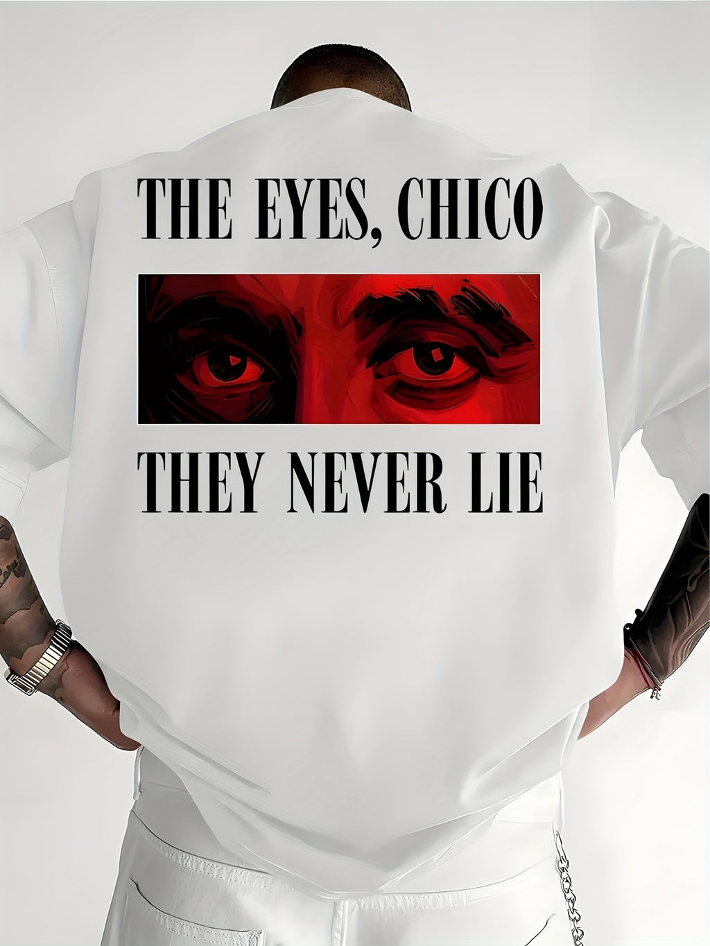 Men'S And Women'S THE EYES CHICO THEY NEVER LIE Unisex 100% T-Shirt, Soft, All Season Casual Streetwear Essential, All-Match All Season Style, Affordable Daily Wear And Perfect Christmas Gift for Fans And Friends - 220G