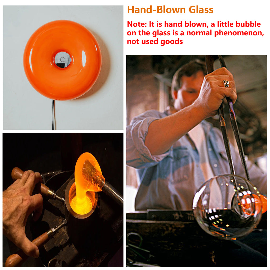 Orange Donut Lamp LED Round Dount Table Lamp or Wall Lamp with Plug In Mushroom Glass Nightlight for Bedsided Bedroom Wall Art Deco