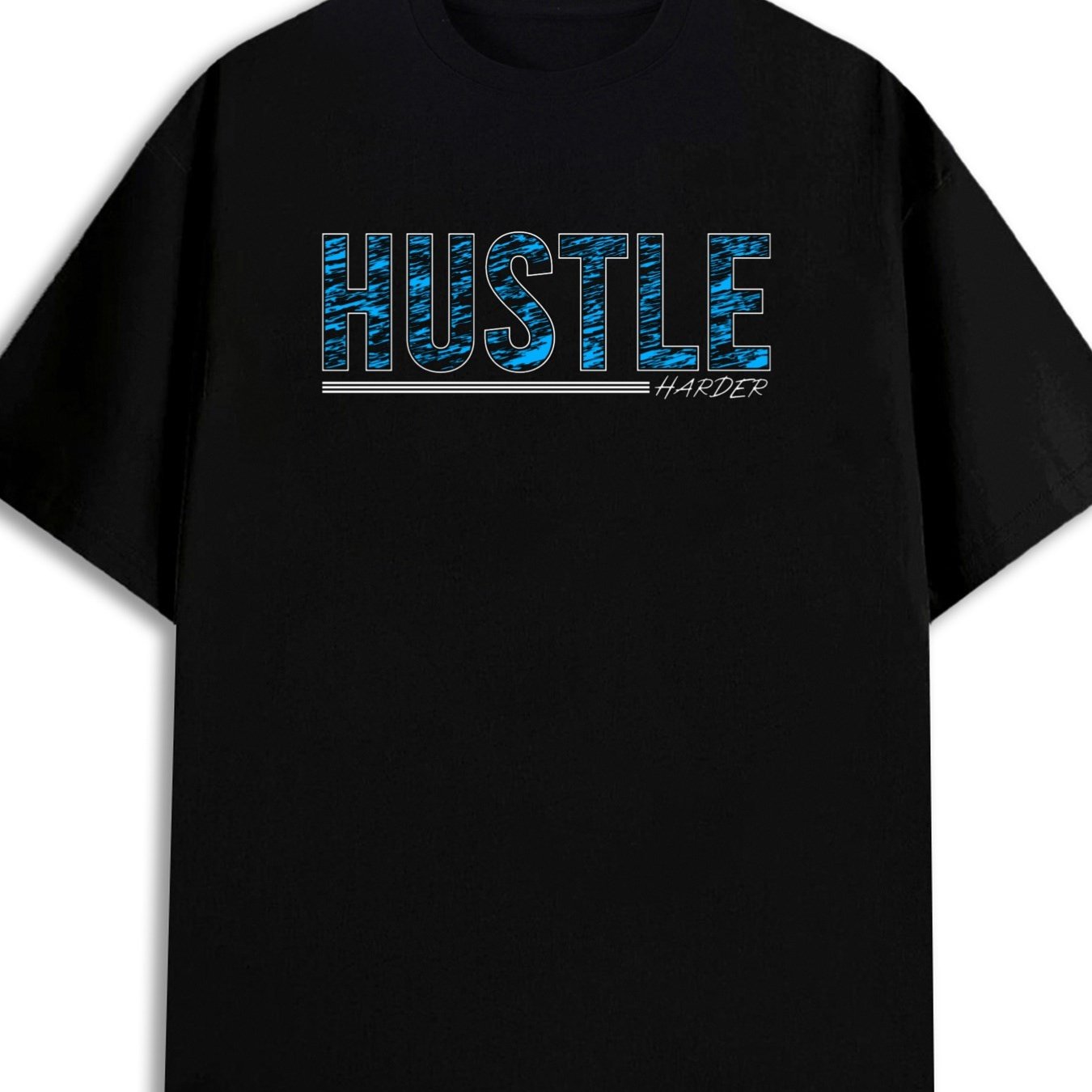 Hustle Harder Tee funny humor plain t-shirts mens 180G 100% Cotton black Hip-hop street style Casual Attire, suitable for the office, dates, and going out Hip-hop streetwear husband funny humor Christmas gifts