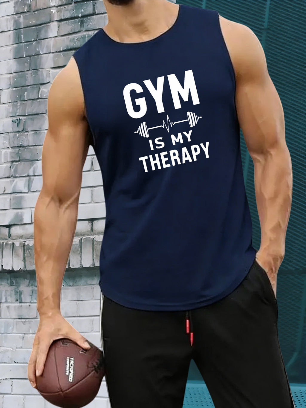 Men's Sleeveless Gym Tank Top - Breathable 100% Polyester Shirt, Lightweight Workout Shirt Suitable for Summer Training, Round Neck Sleeveless Vest for Fitness, Casual Wear & Gym