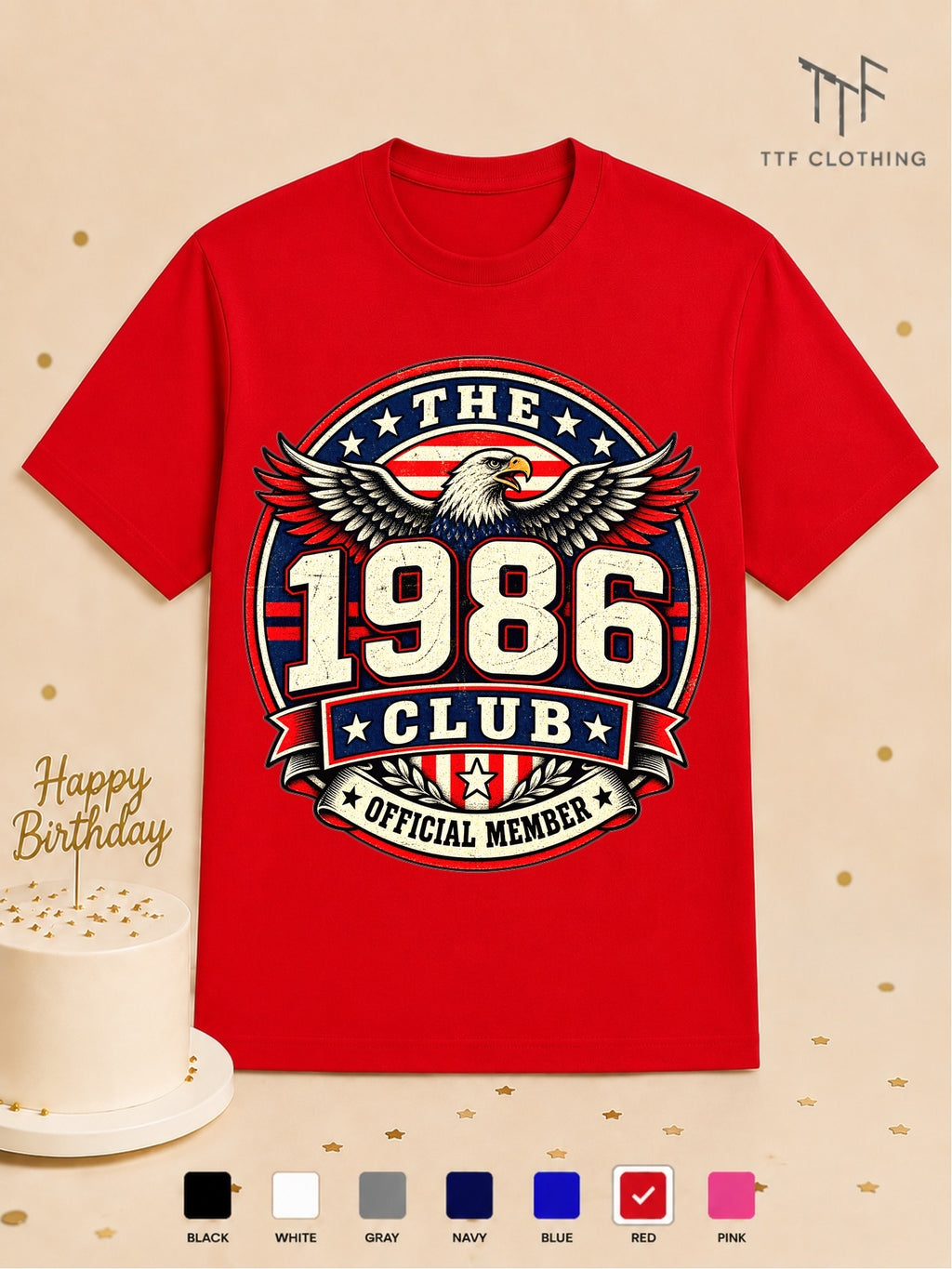 Unisex Birthday T-Shirt 1986 Club Official Member Vintage Birth Year Emblem Milestone Birthday Gift Celebration Party for Men Women Friends
