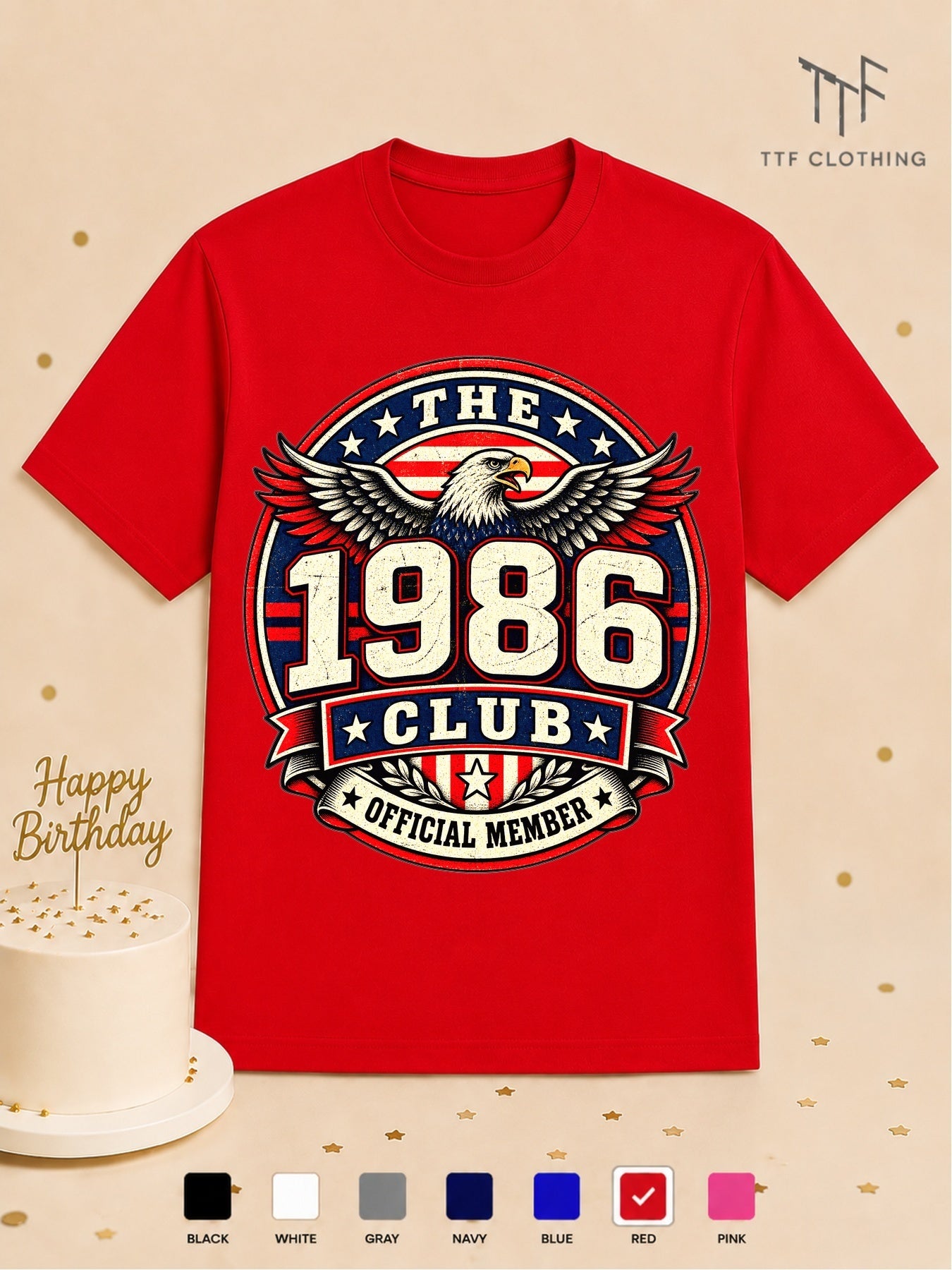 Unisex Birthday T-Shirt 1986 Club Official Member Vintage Birth Year Emblem Milestone Birthday Gift Celebration Party for Men Women Friends