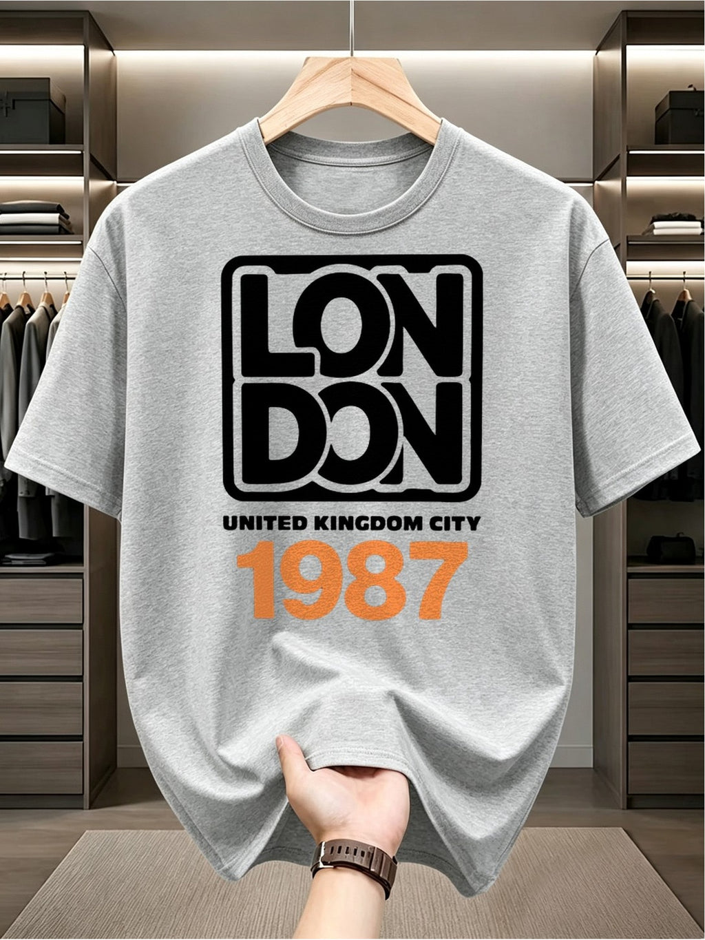 Everyday T-ShirtLondon 1987 UK City Tee Men Funny T Shirts Black Graphic Funny Dly and Weekend Wear Perfect for Summer Outdoor Activities and Leisure Wear Breathable Fabric Crew Neck Short Sleeves Suitable A