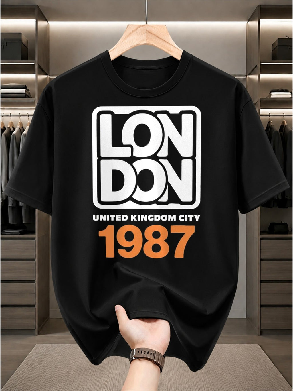 Everyday T-ShirtLondon 1987 UK City Tee Men Funny T Shirts Black Graphic Funny Dly and Weekend Wear Perfect for Summer Outdoor Activities and Leisure Wear Breathable Fabric Crew Neck Short Sleeves Suitable A