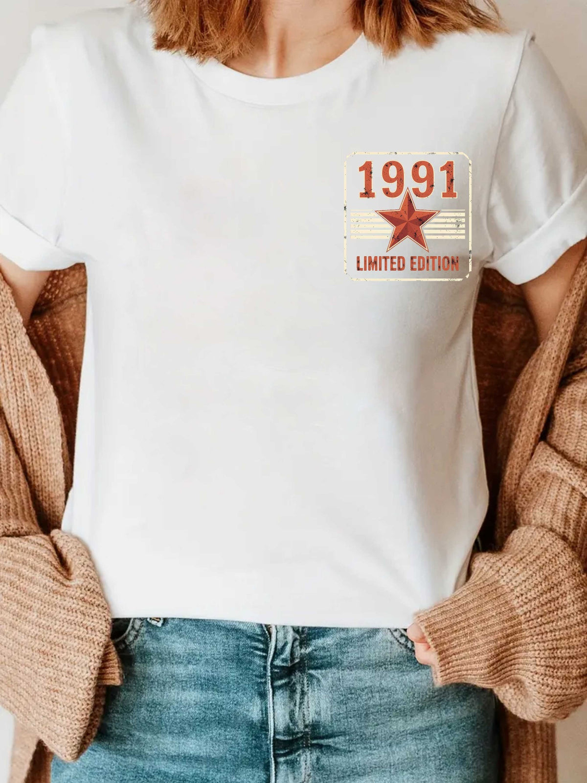Teediy 1991 Vintage Star Emblem Women's Pure Comfortable T-shirt