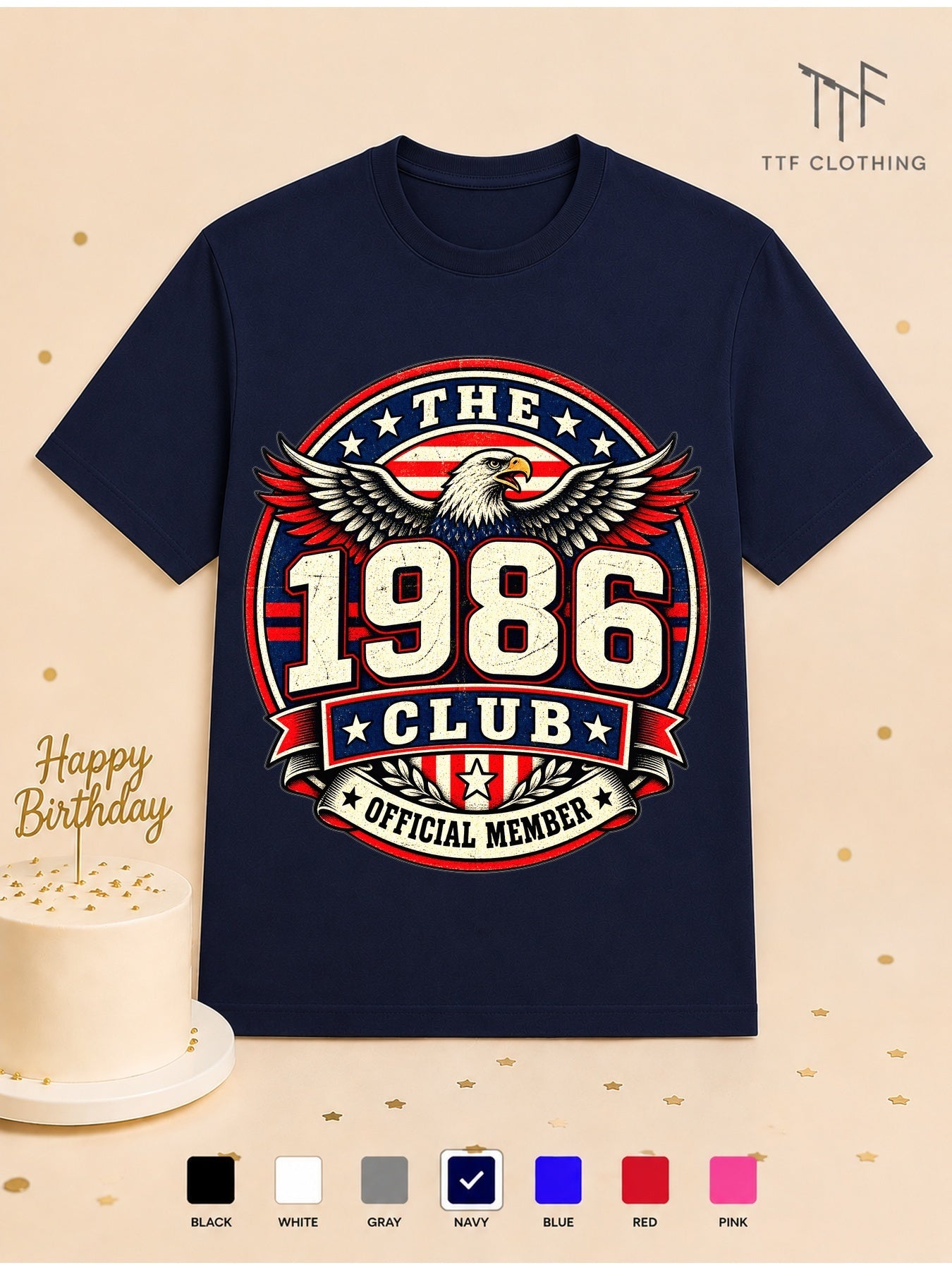 Unisex Birthday T-Shirt 1986 Club Official Member Vintage Birth Year Emblem Milestone Birthday Gift Celebration Party for Men Women Friends