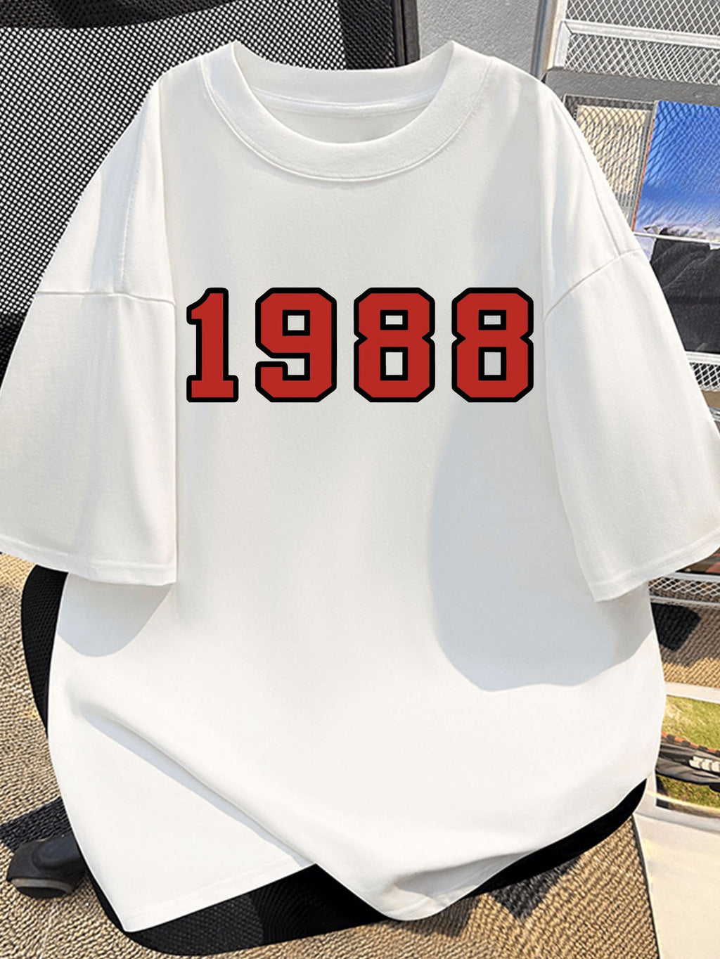 Retro Style 1988 Number Print Comfortable Summer New Men'S Short Sleeve T-Shirt