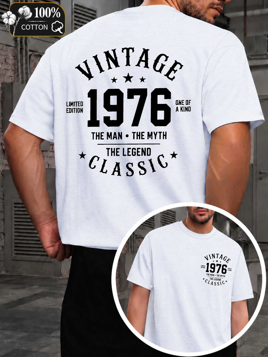 Vintage 1976 Classic Men'S T-Shirts with Markings