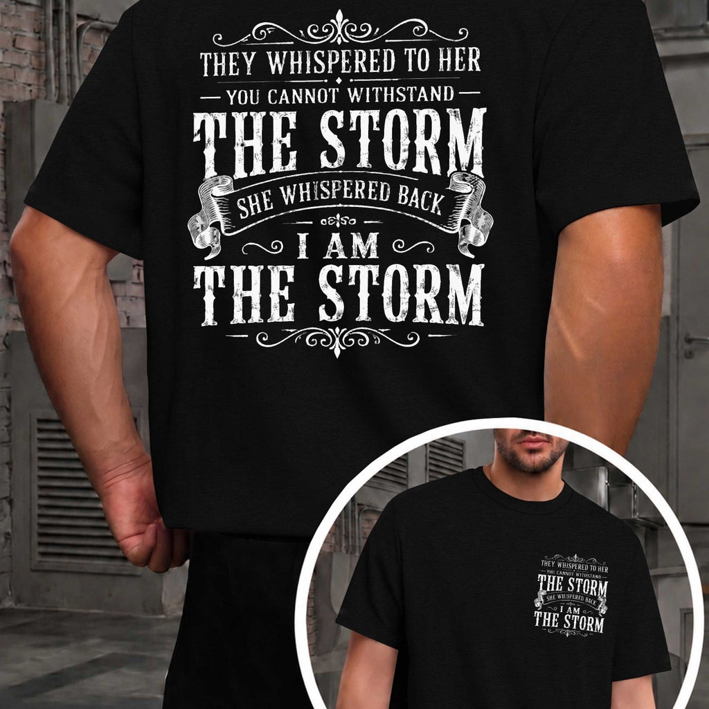 Men's I Am The Storm T-Shirt - Statement Print Round Neck Casual Tee with Iconic Slogan, Machine Washable Suitable for Year-Round Wear, Everyday & Versatile Style for - Outfits