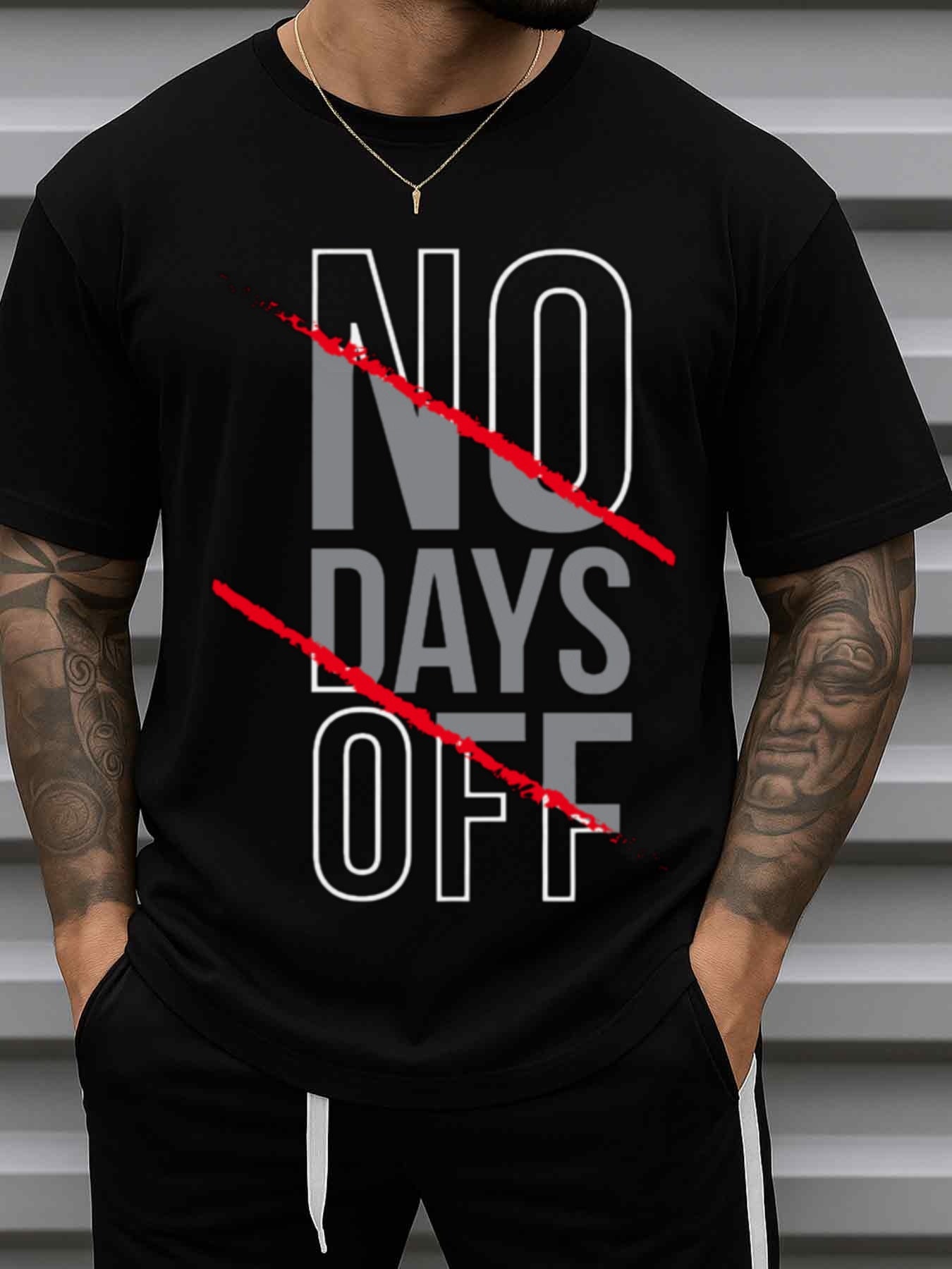 Men's No Days Off Funny Humor T-Shirt - 100% Cotton 180GSM Casual Short Sleeve Round Neck Tee with Funny Saying, Everyday Casual Wear for Work, Gym, Outings - Black Humor Gift Idea
