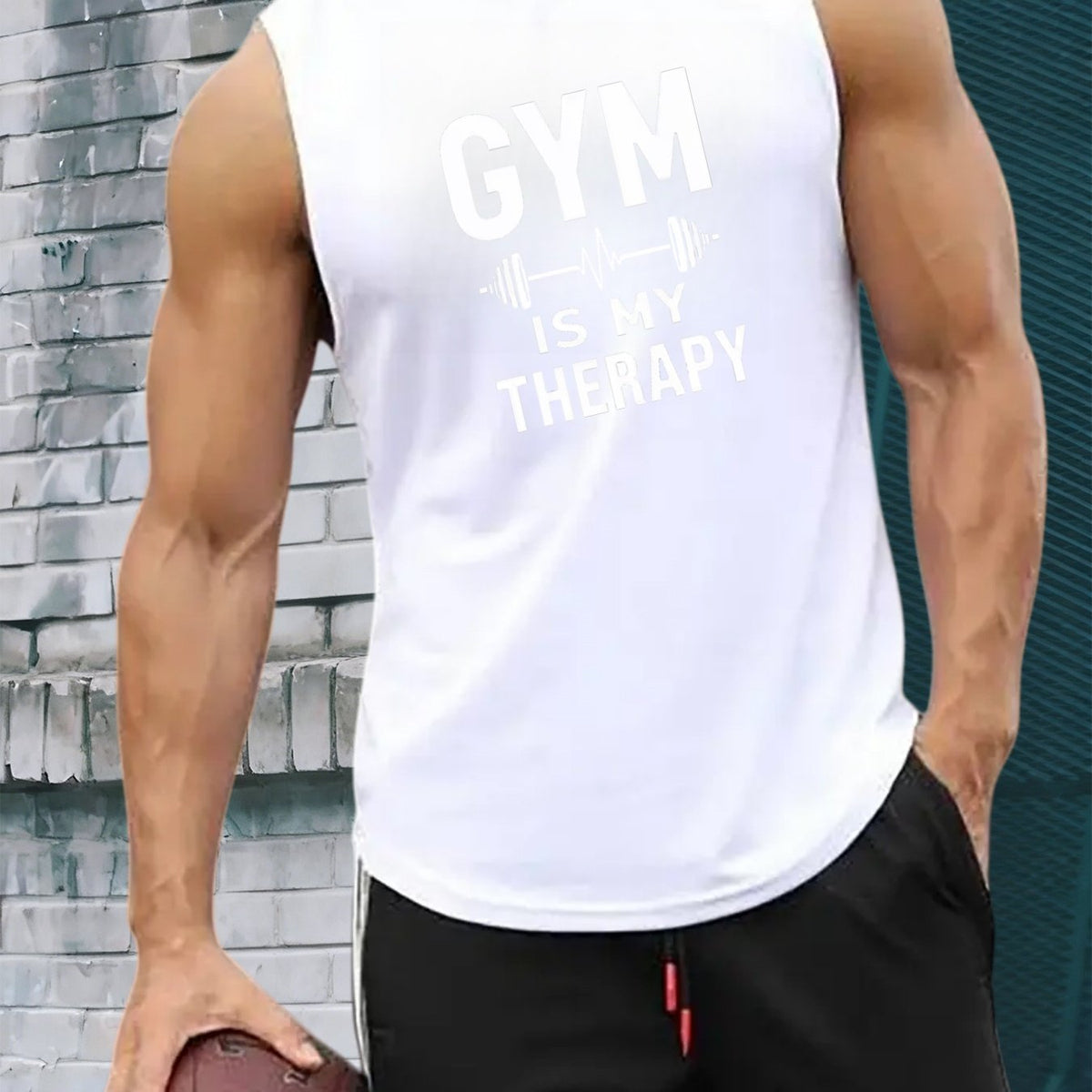 Men's Sleeveless Gym Tank Top - Breathable 100% Polyester Shirt, Lightweight Workout Shirt Suitable for Summer Training, Round Neck Sleeveless Vest for Fitness, Casual Wear & Gym