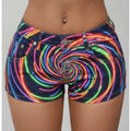 Women's Neon Spiral Print Shorts - Y2K Style Hot Pants with Zipper Closure, Vibrant Neon Spiral, Lightweight Durable Suitable for Beach Party Night Out Lounge Wear, Non-Stretch Zipper Shorts for Trendy Summer Outfits