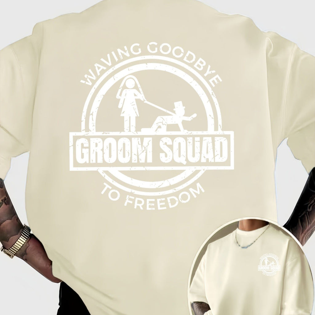 Fun and Quirky Groom's Party Farewell to Freedom Printed Short-Sleeve T-Shirt for Daily Gatherings and Parties