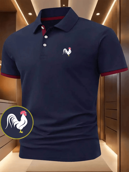 Chicken Print Casual Polo Shirt | Summer Short-Sleeve, Regular Fit, Lapel Collar, Slight Stretch Fabric, Button Details, Ideal for Outdoor Leisure and Various Occasions