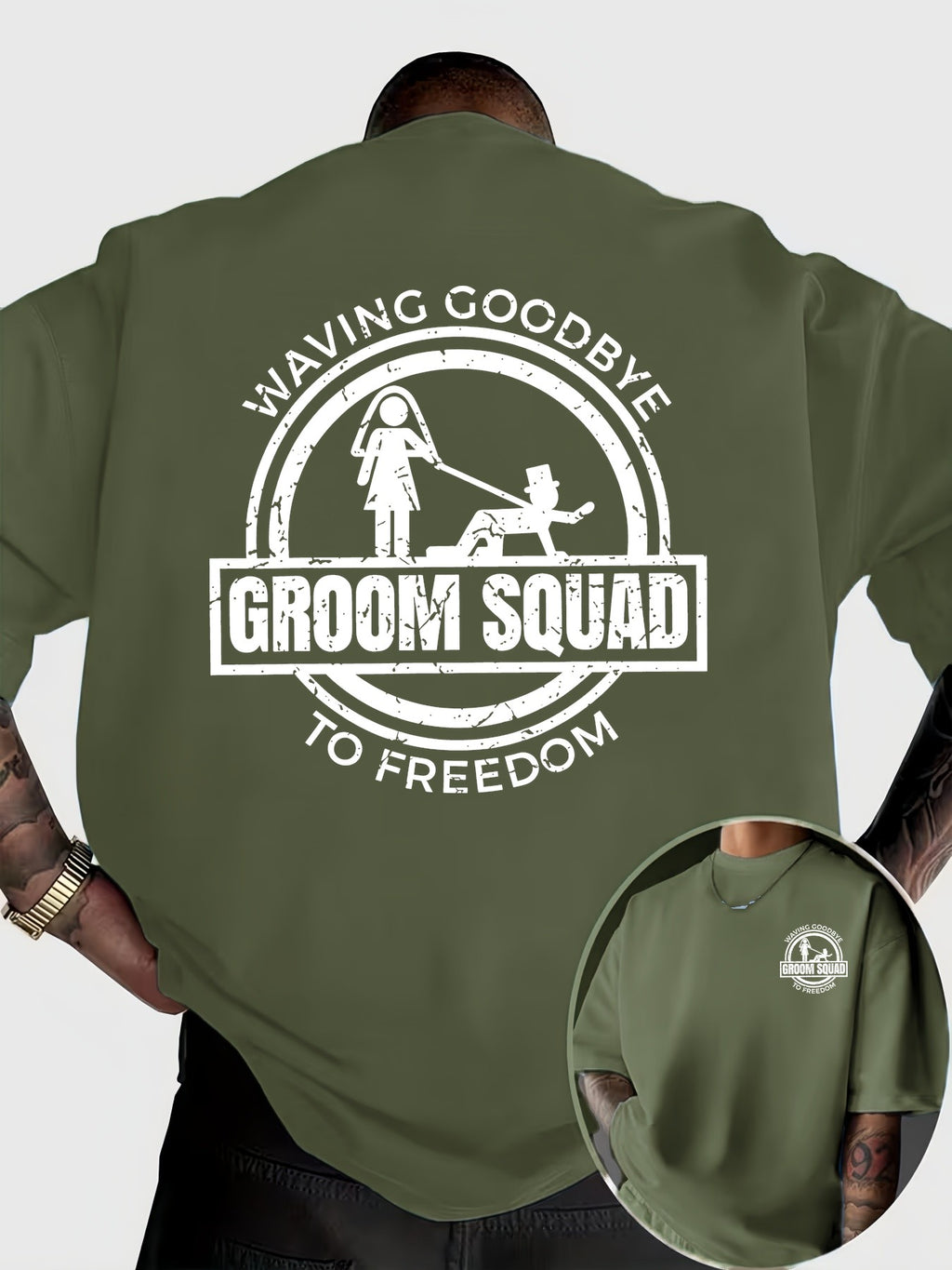 Fun and Quirky Groom's Party Farewell to Freedom Printed Short-Sleeve T-Shirt for Daily Gatherings and Parties