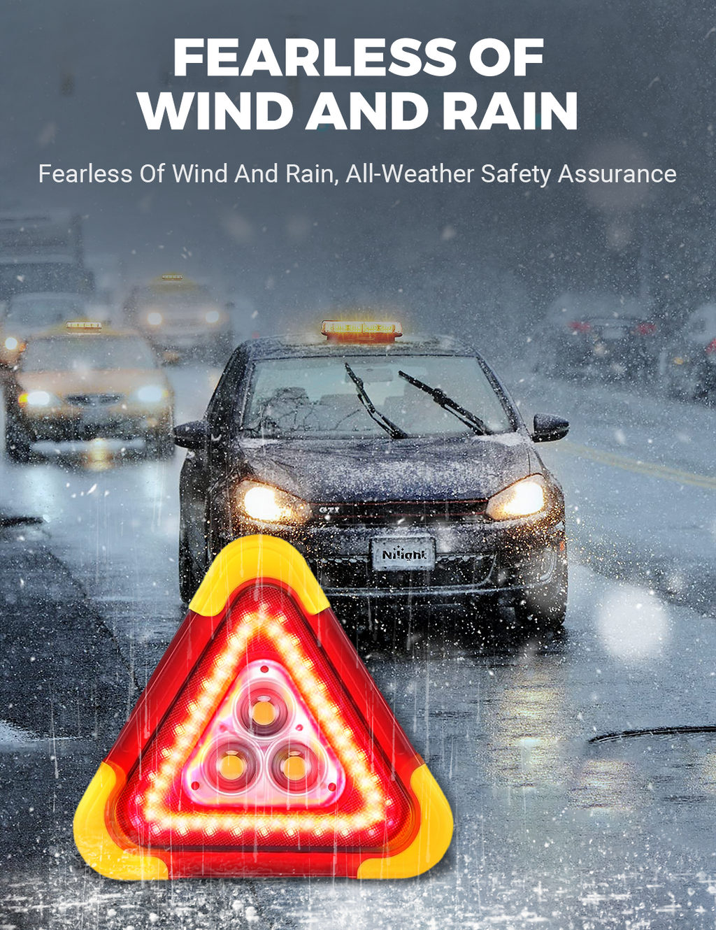 🔥2025 New Arrival🔥 2-IN-1 Solar Emergency Triangle Warning Light at the Roadside