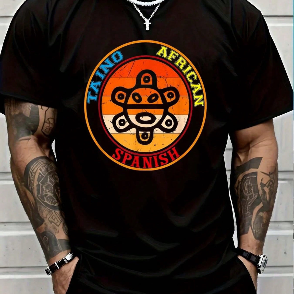 Taino African Spanish Puerto Rico Coqui Puerto Rican Roots TShirt Casual Short Sleeve Shirt Men Graphic TeeClassic Casual Short-sleeved Shirt with a Printed Design, Comfortable Fit, and Versatile for Casual Attire.