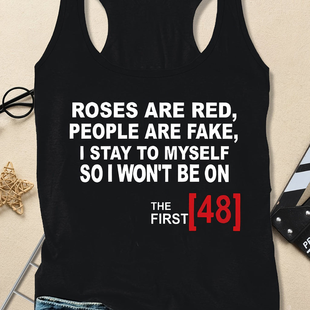 Women's Letter Slogan Top Vest T-Shirt
