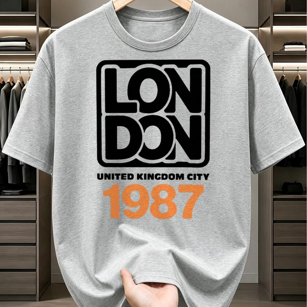 Everyday T-ShirtLondon 1987 UK City Tee Men Funny T Shirts Black Graphic Funny Dly and Weekend Wear Perfect for Summer Outdoor Activities and Leisure Wear Breathable Fabric Crew Neck Short Sleeves Suitable A