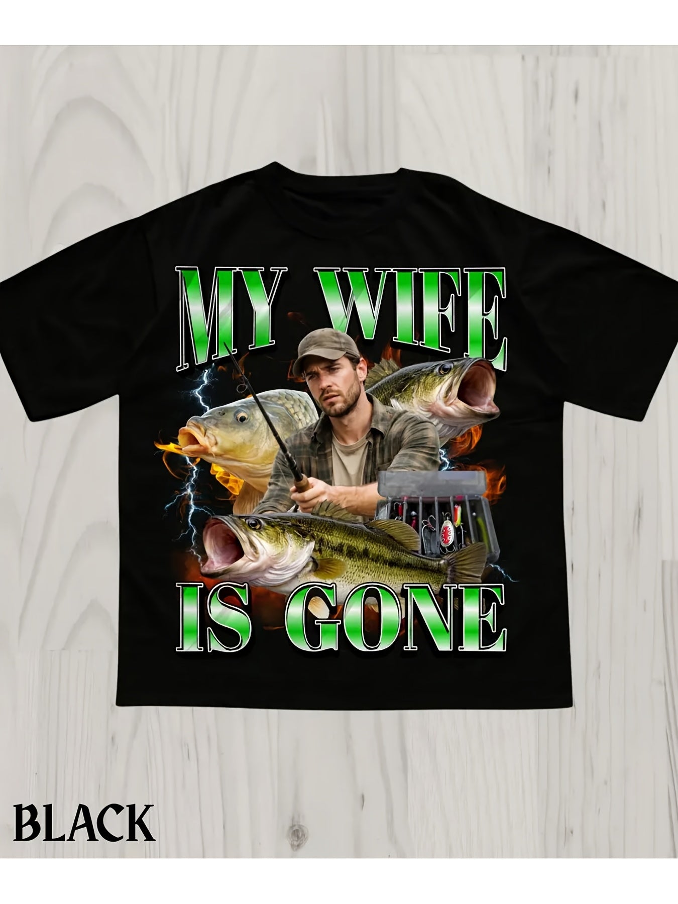 Men's & Women's My Wife Is Gone Meme, Bass Lovers, Master Baiter Unisex 100% T-Shirt, Soft, All Season Casual Streetwear Essential, All-Match All Season Style, Affordable Daily Wear & Perfect Christmas Gift for Fans And Friends - 220g