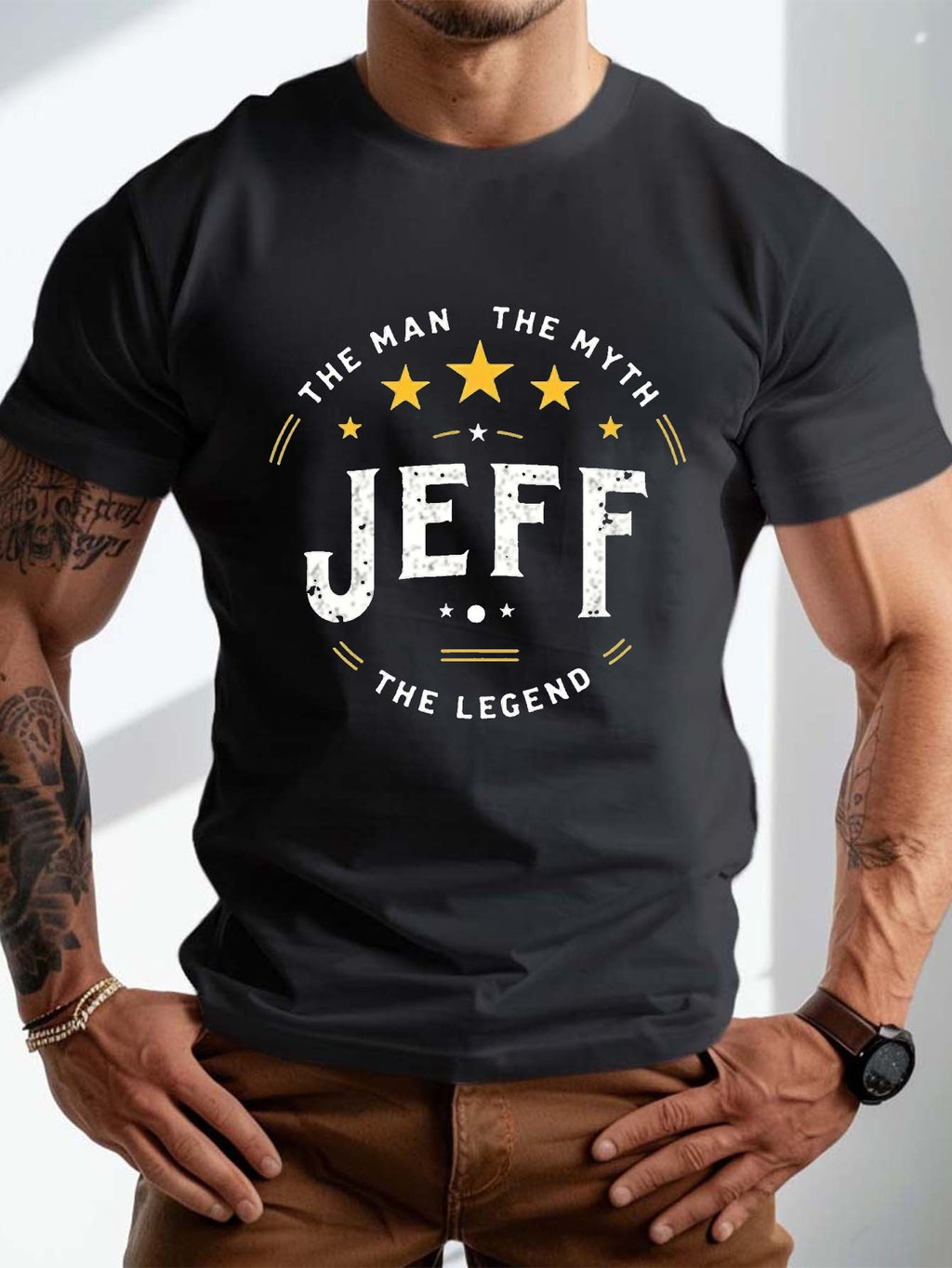 JEFF the legend design Crinkle Plus Size Men's T-Shirt, PLUS SIZE
