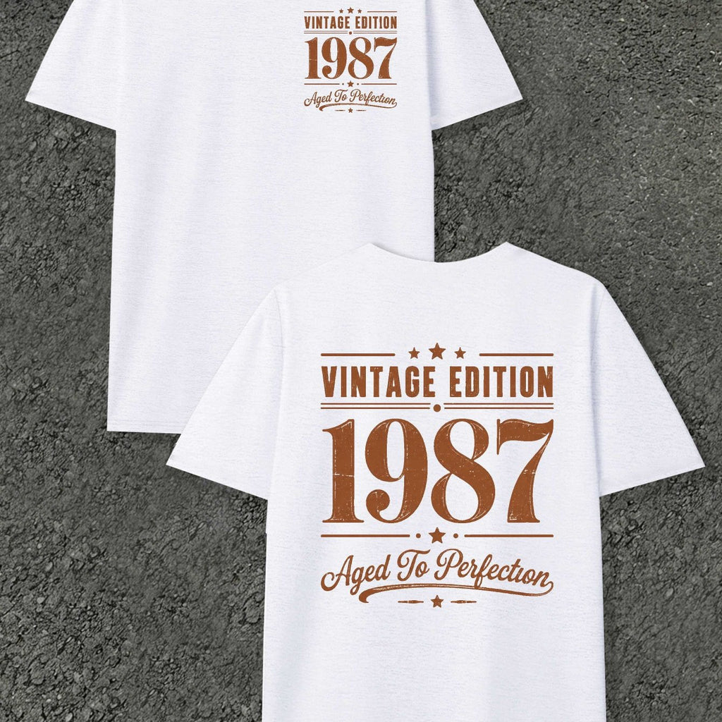 Men's Vintage Edition Perfection T-Shirt - Round Neck Casual Fit with Subtle Markings Suitable for - Wear, Machine Washable Regular Fit Tee for Everyday & -Casual Outfits, Year-Round Wardrobe Essential