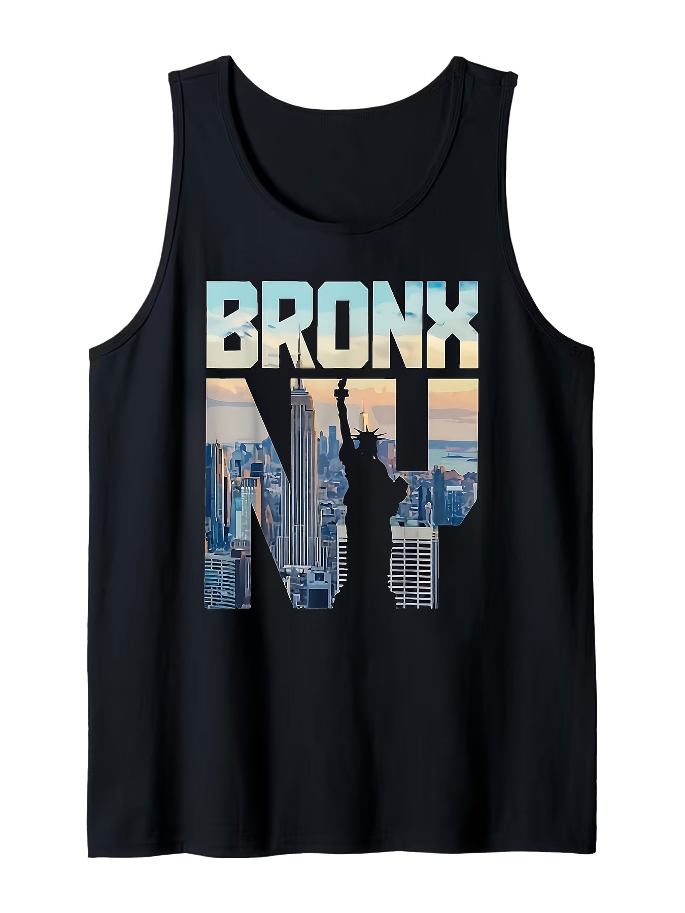Men' & Women' Bronx NY New York City Skyline Tank Top - Retro Statue of Liberty Sleeveless Shirt, Sleeveless Shirt Suitable for Gym, Outdoor Sports, Vacations - Machine Washable Urban Fashion for NYC Pride