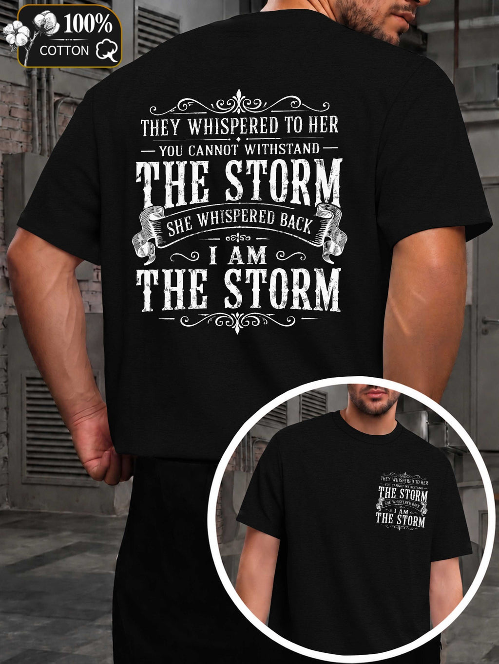 Men's I Am The Storm T-Shirt - Statement Print Round Neck Casual Tee with Iconic Slogan, Machine Washable Suitable for Year-Round Wear, Everyday & Versatile Style for - Outfits