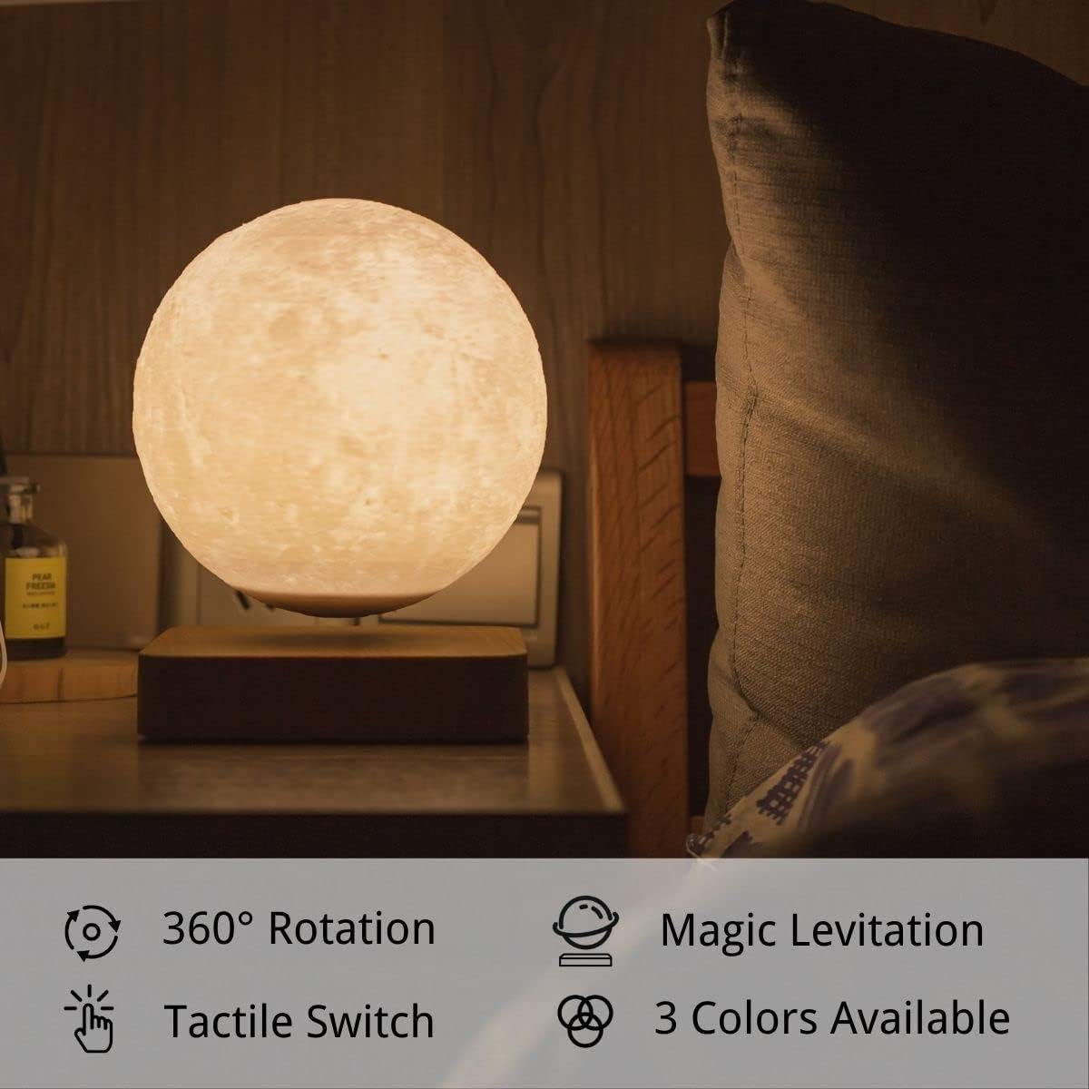 MOOCCI Magnetic Levitating Moon Lamp, 3D Printed Realistic Moon Surface with Warm White Light, Unique Valentine's Day Christmas Gift for Wife Girlfriend Women Mom, Cool Home Decor