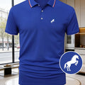 Z699-P132# Men'S Stylish And Luxurious Mature Print Polo Shirt Featuring a Easy Horse Animal Pattern. A Must-Have for Business Men in Summer, with a Collar Design Suitable for High-End Occasions. The Slim Fit Is Flattering, Breathable