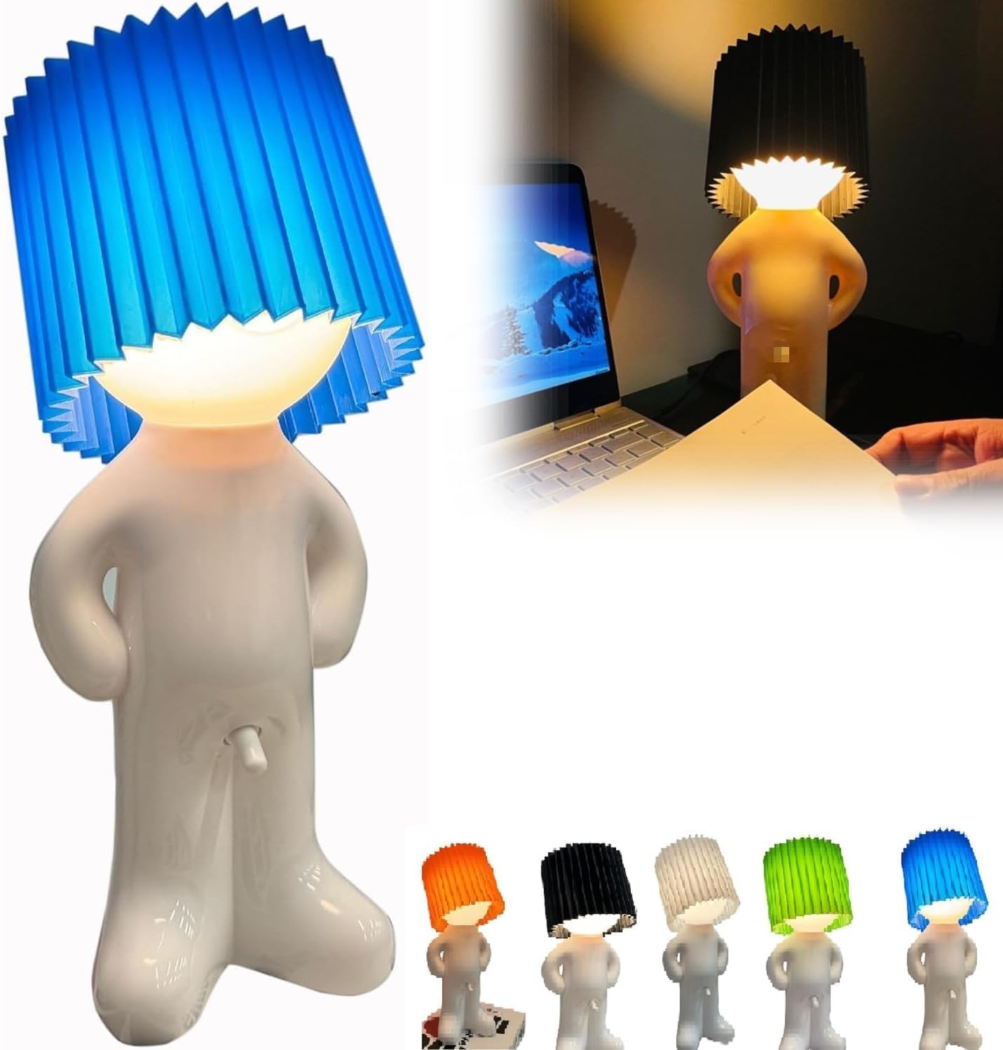 Shy Boy Desk Lamp, Creative and Charming Bedroom Night Light, Cute Boy Night Light, for Christmas and Valentine's Day (Blue, Standing)