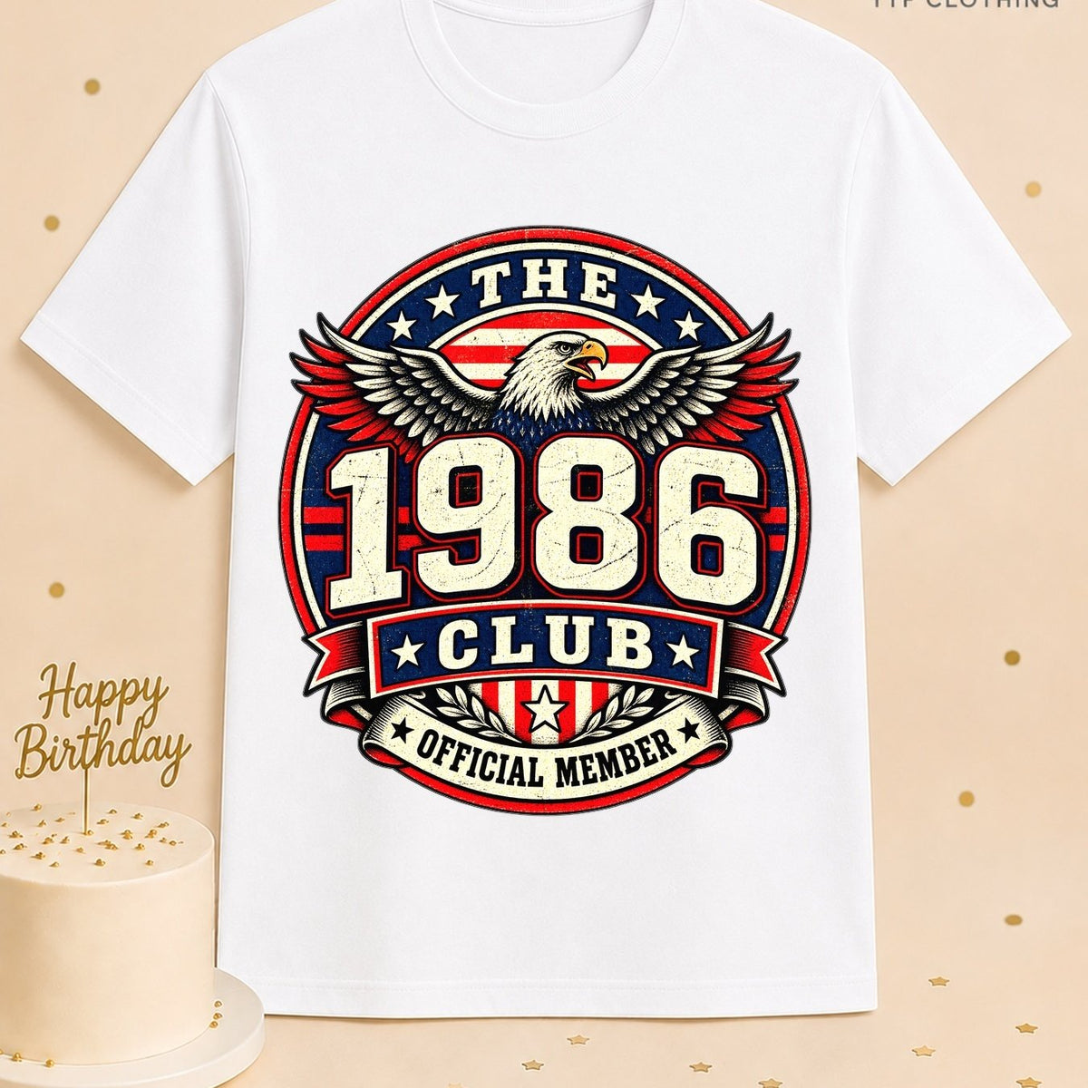 Unisex Birthday T-Shirt 1986 Club Official Member Vintage Birth Year Emblem Milestone Birthday Gift Celebration Party for Men Women Friends