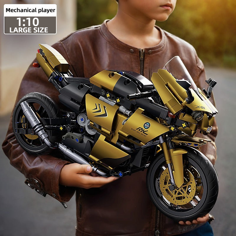 1:10 cool speed motorcycle building block model, easy to operate, suitable for birthday, Christmas, Halloween, Thanksgiving, New Year, party gift-perfect gift for boys and girls