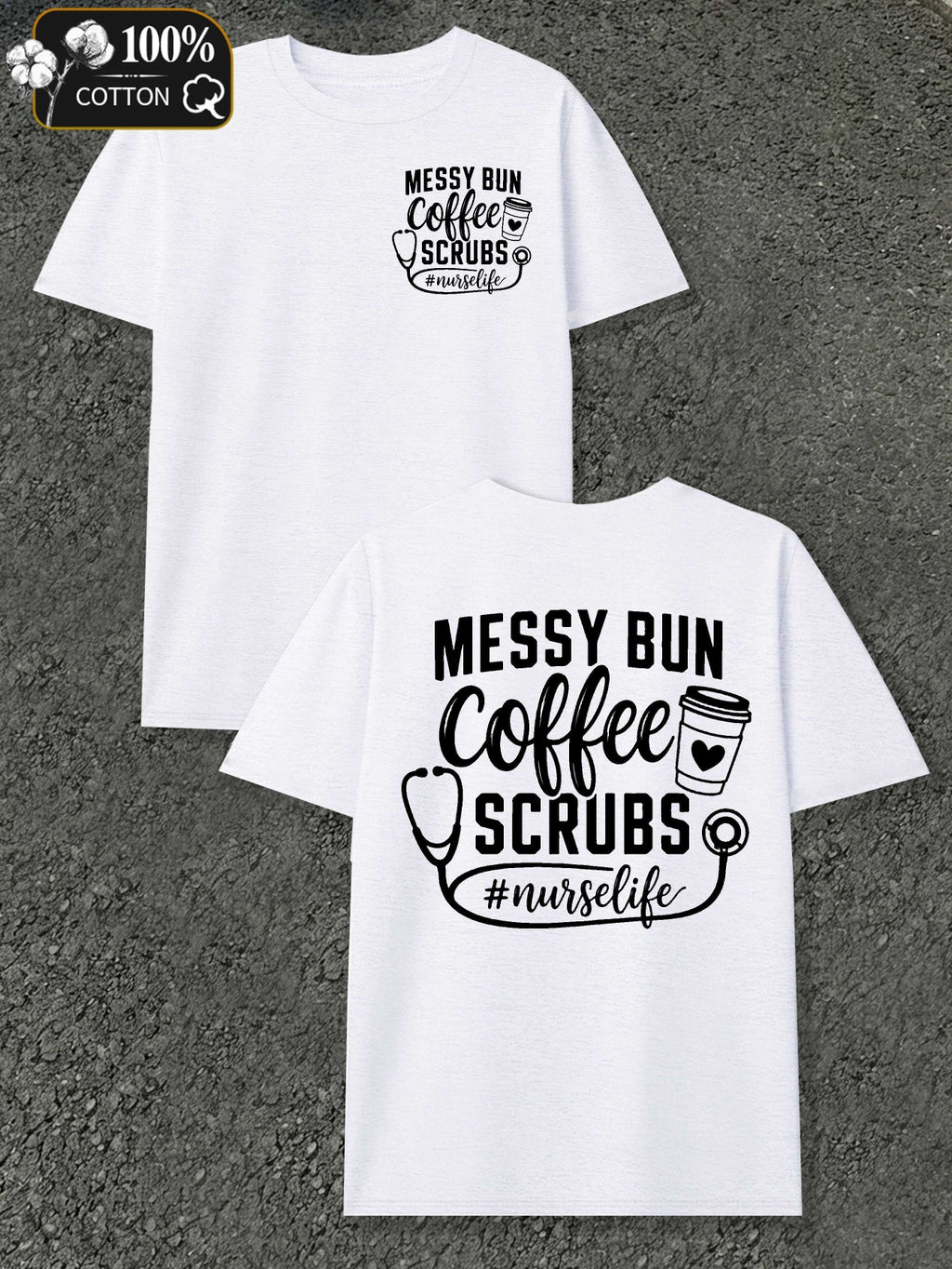 Coffee Scrubs Life Men's -Themed T-Shirts - Coffee Print & Suitable for - Wear, Round Neck Casual Regular Fit Tee with Subtle Markings, Machine Washable for Healthcare Professionals and Everyday Outfits